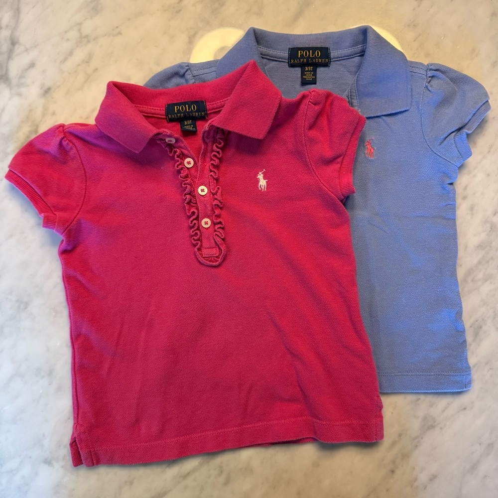 2x Polo Set by Ralph Lauren Kids Pink and Blue 3T Polos